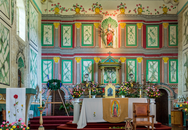 Detail of altar of the church at Santa Ines Mission by Steve Heap