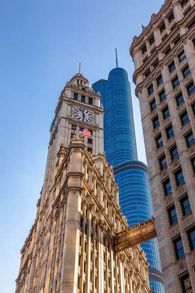 Wrigley building and Trump tower Chicago by Steve Heap
