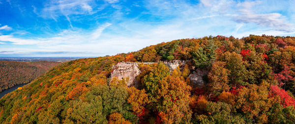 Coopers Rock state park overlook panorama with fall colors by Steve Heap