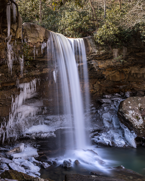 Cucumber Falls in the Ohiopyle State Park in winter by Steve Heap