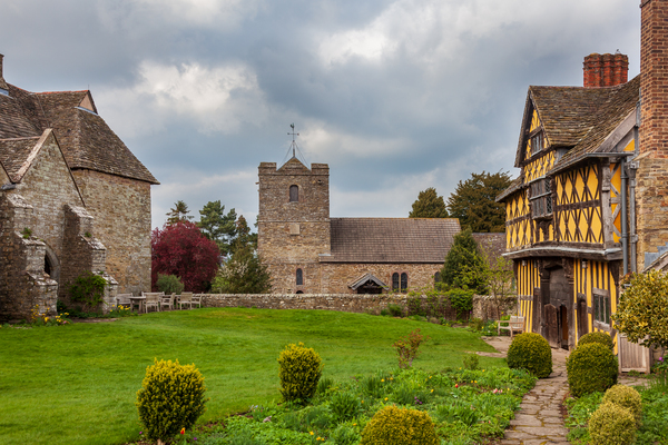 Stokesay Castle in Shropshire on cloudy day by Steve Heap