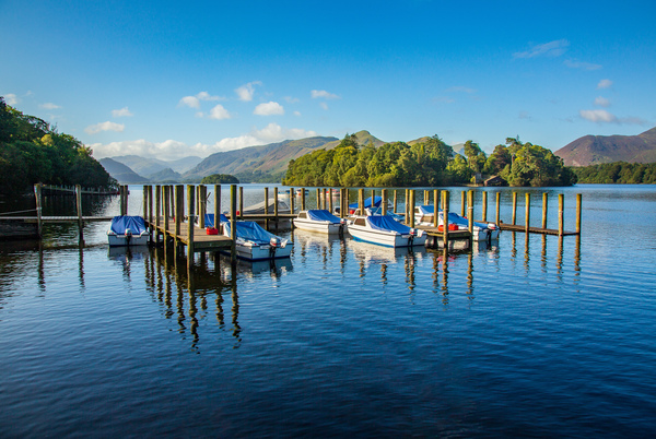Boats on Derwent Water in Lake District by Steve Heap