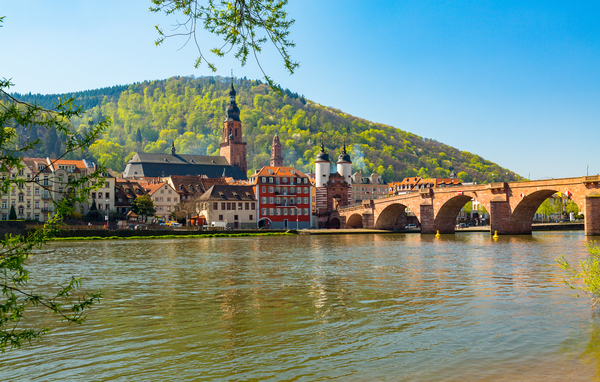Old bridge into town of Heidelberg Germany by Steve Heap