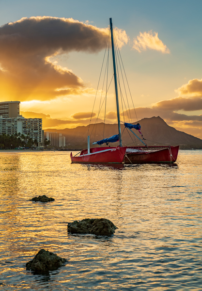 Sunrise over Diamond Head from Waikiki Hawaii by Steve Heap