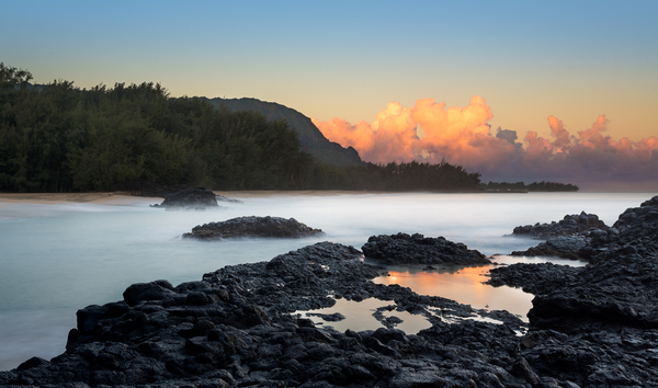 Lumahai Beach Kauai at dawn with rocks by Steve Heap
