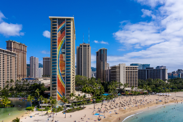 Hilton Hawaiian Village on the shore in Waikiki Hawaii by Steve Heap