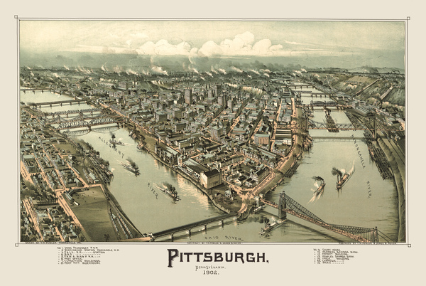 Restored street plan of Pittsburgh PA by Steve Heap