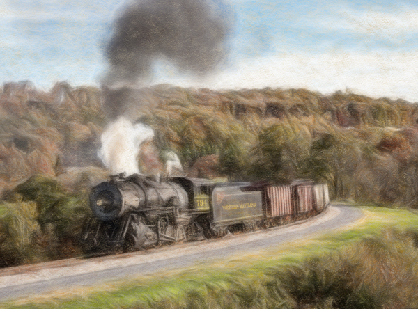 WMSR Steam train powers along railway by Steve Heap