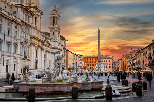 Dusk in famous Piazza Navona in Rome by Steve Heap