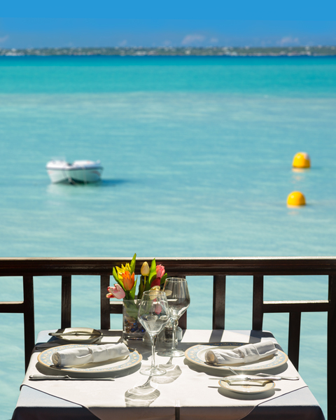 Table setting exterior restaurant in sunshine by Steve Heap