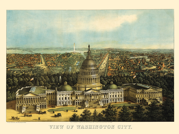 Low-angle birds-eye view of central Washington DC from 1871 by Steve Heap