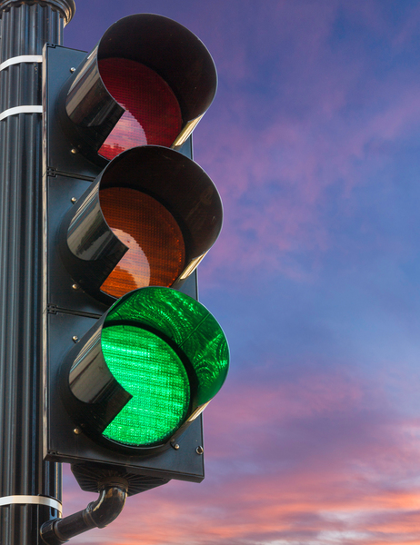 Green light on traffic signal motivational message by Steve Heap