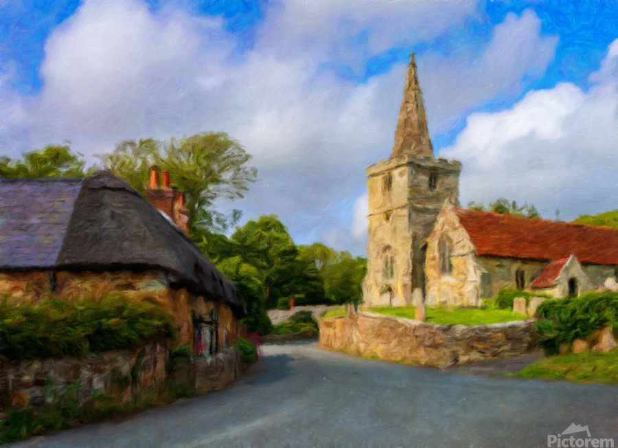 St Peters Church Shorwell Isle of Wight oil painting  Print