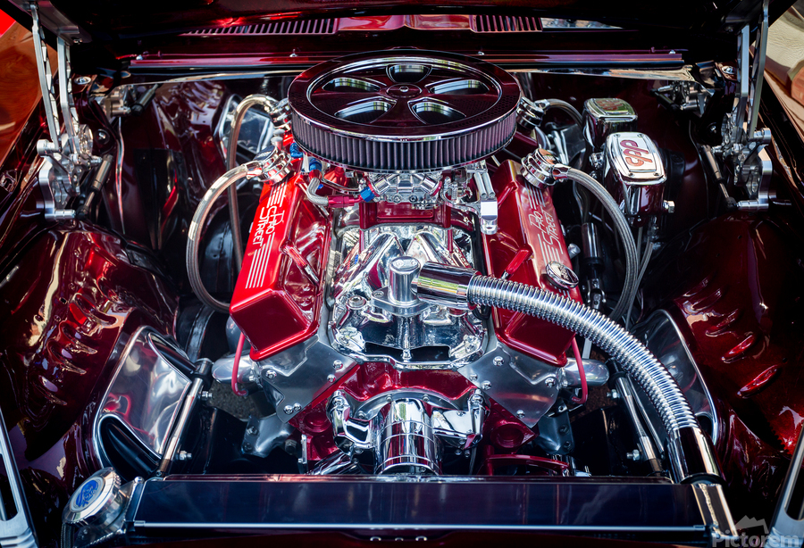Engine compartment of chromed Camaro  Print
