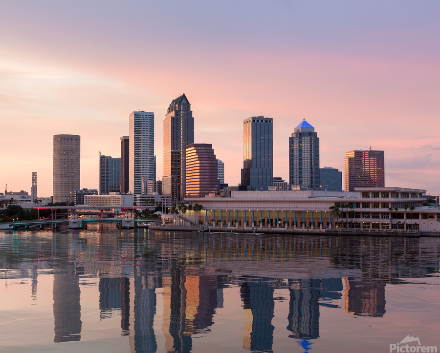 City skyline of Tampa Florida at sunset  Print