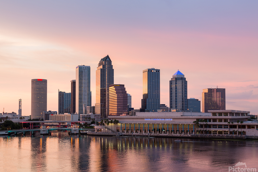 City skyline of Tampa Florida at sunset  Imprimer