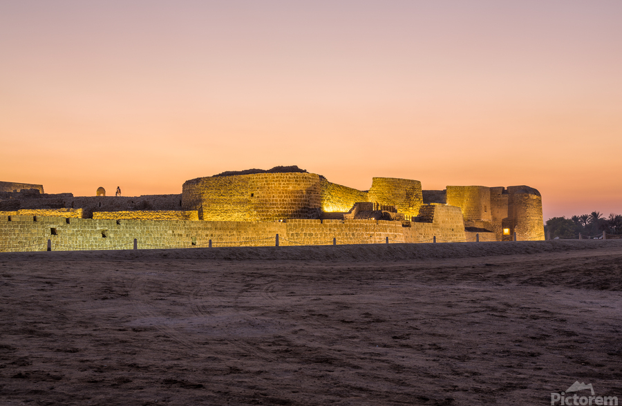 Old Bahrain Fort at Seef at sunset  Print