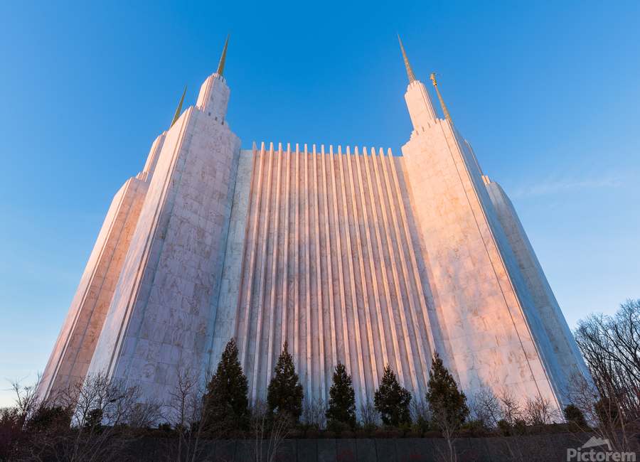 Mormon temple in Washington DC in late winter  Print