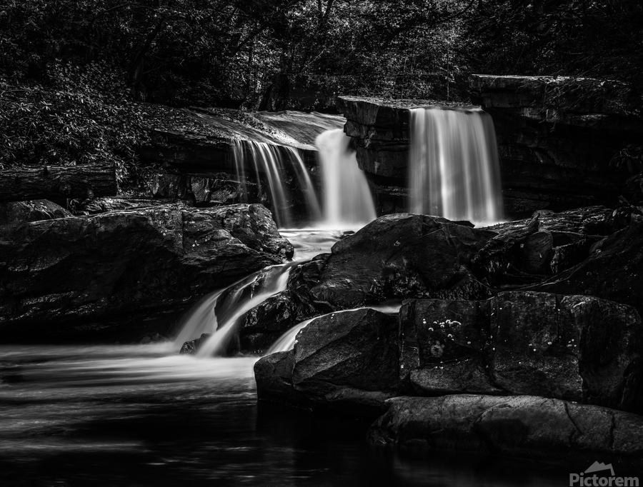 Black and White Waterfall on Deckers Creek  Print