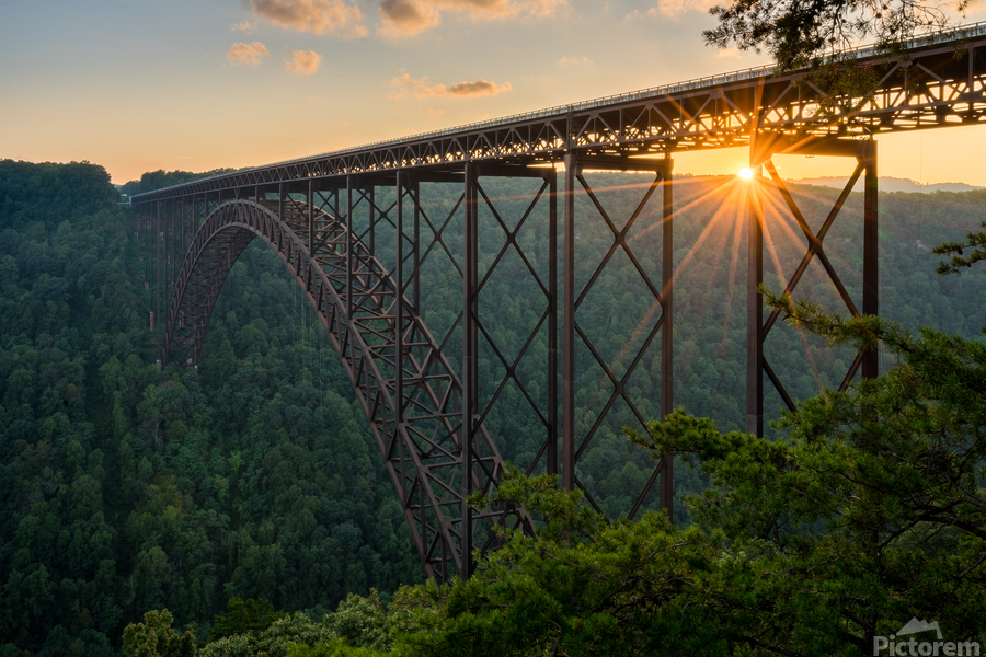 Sunset at the New River Gorge Bridge in West Virginia  Print