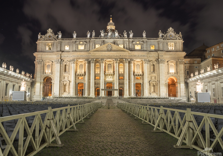 Entrance to St Peters Basilica at Easter  Print