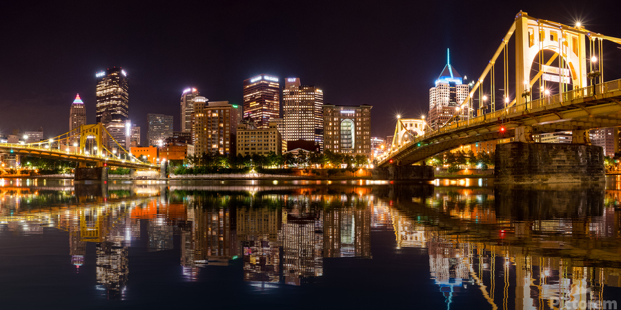 City Skyline of Pittsburgh at night  Print