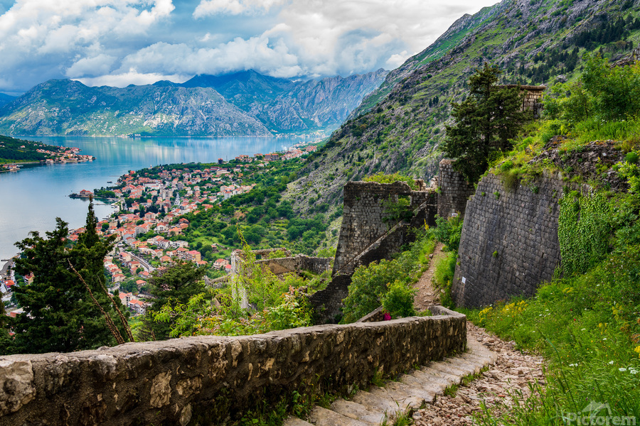 View from above Old Town of Kotor in Montenegro  Print