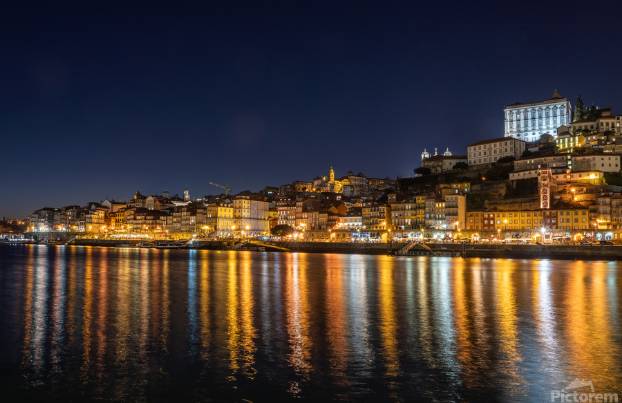 Night city skyline of Porto in Portugal   Print