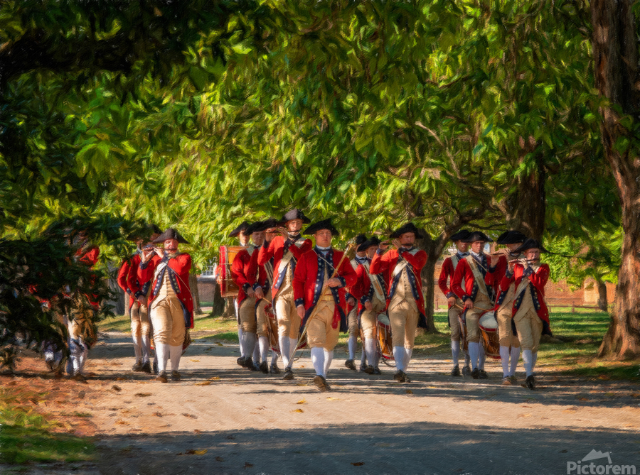 British Redcoats in marching band  Print