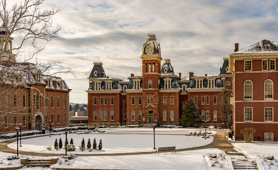 Woodburn Hall at West Virginia University in the snow  Print