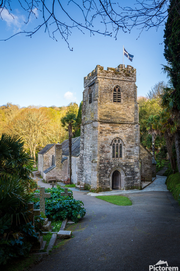 St Just in Roseland parish church in Cornwall UK  Print