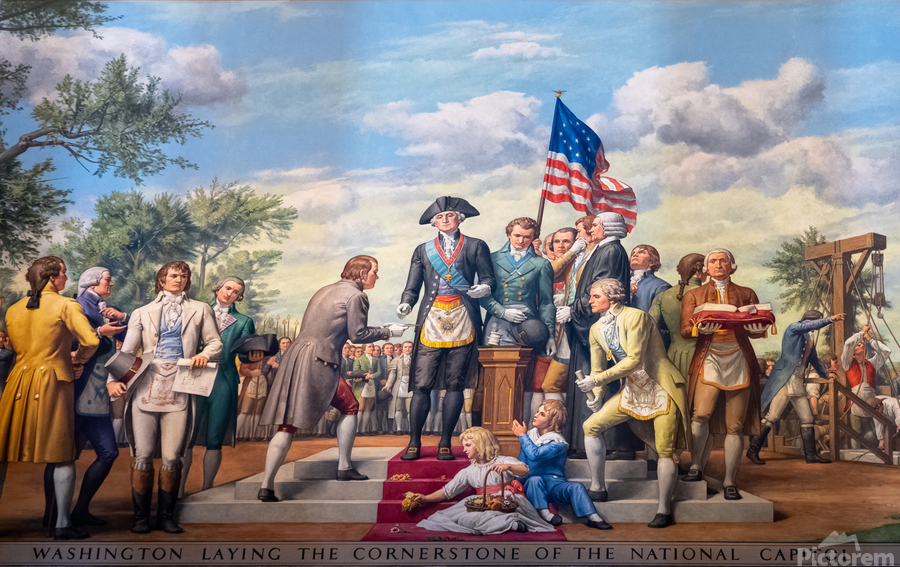 Detail of wall mural of George Washington  Imprimer
