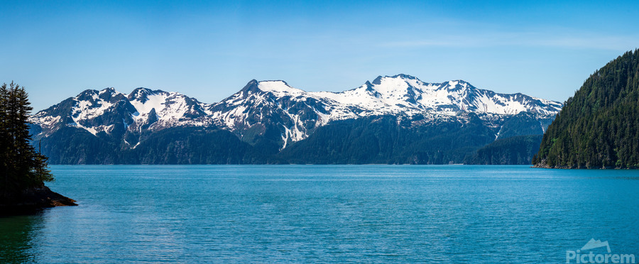 Panorama of mountains by Resurrection bay near Seward in Alaska  Print