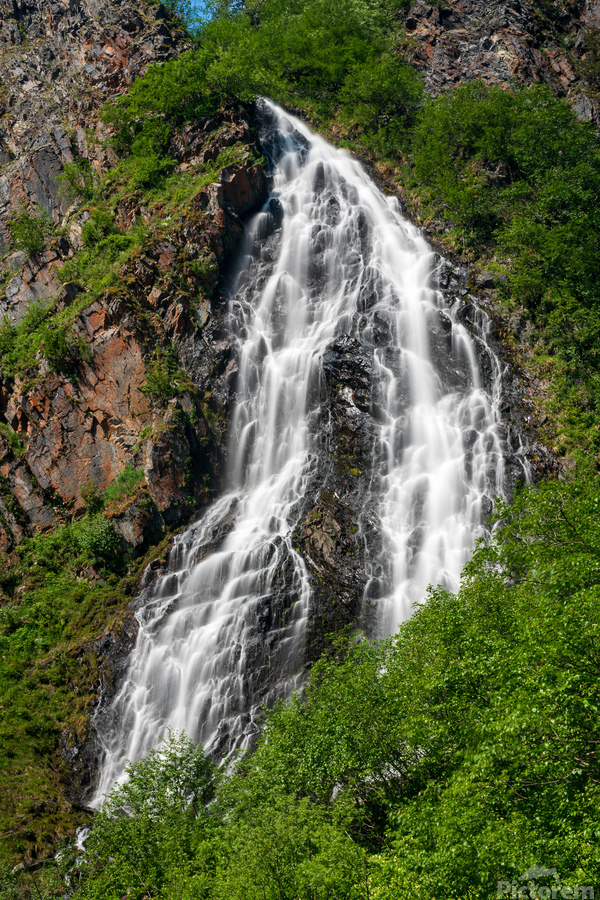 Dramatic waterfall of Horsetail Falls in Keystone Canyon  Print