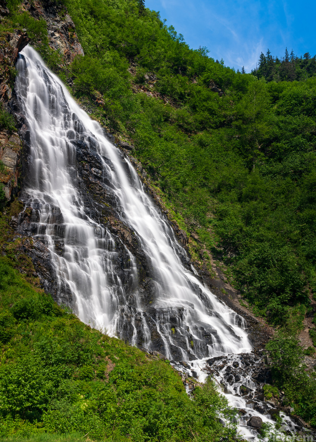 Dramatic waterfall of Horsetail Falls in Keystone Canyon  Print