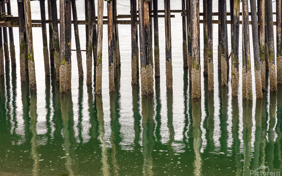 Old wooden pier structure in bay at Icy Strait Point in Alaska  Imprimer