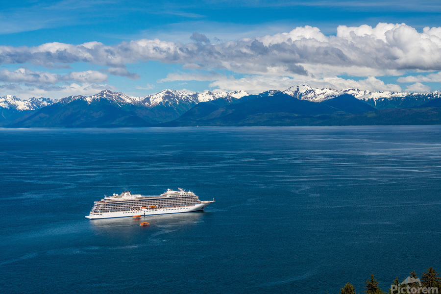 Viking Orion anchored at Icy Strait Point in Alaska  Print