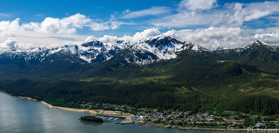 View from Mount Roberts toward Mt Bradley above Juneau Alaska  Print