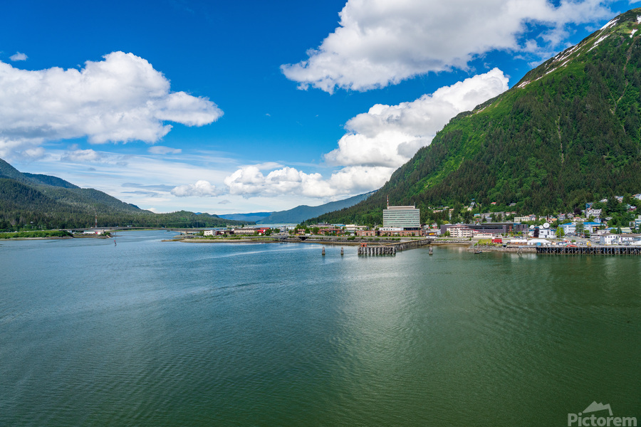 City of Juneau in Alaska seen from the water in the port  Print