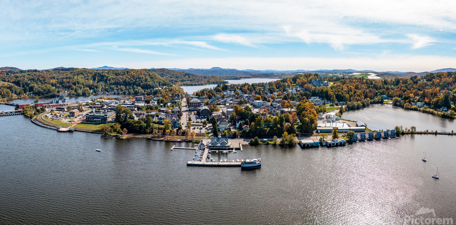 Aerial view of Newport Vermont in the fall  Print