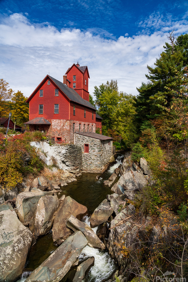 Old Red Mill in Jericho Vermont during the fall  Print