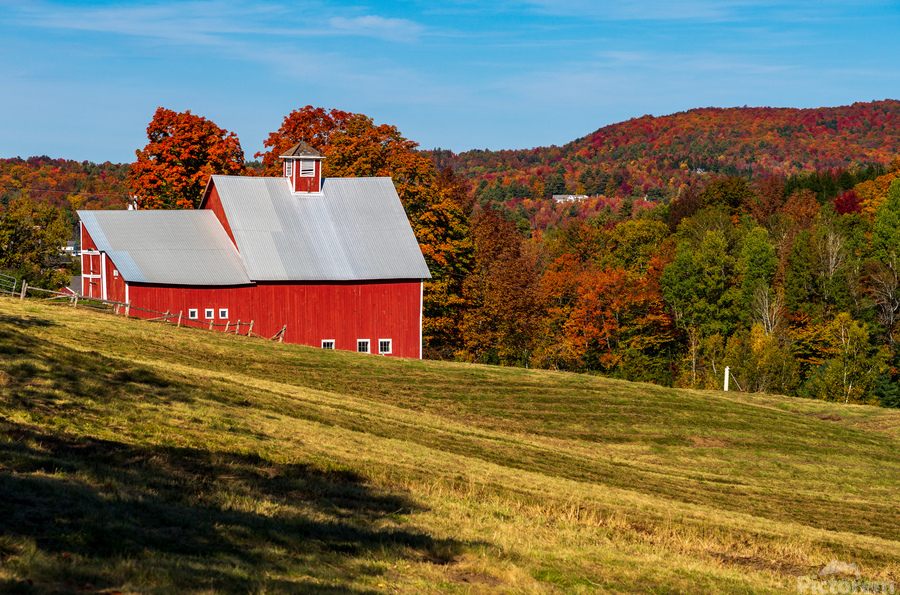 Grandview Farm barn with fall colors in Vermont  Print
