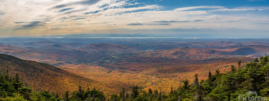 Panoramic view from Mt Mansfield in Vermont  Print