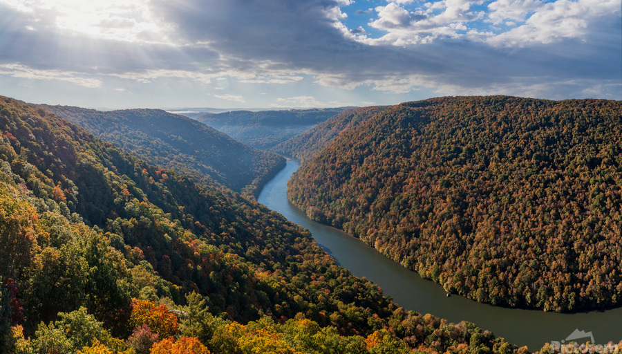  Cheat River panorama in West Virginia with fall colors  Imprimer