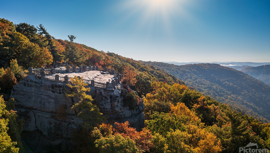 Coopers Rock panorama in West Virginia with fall colors  Print