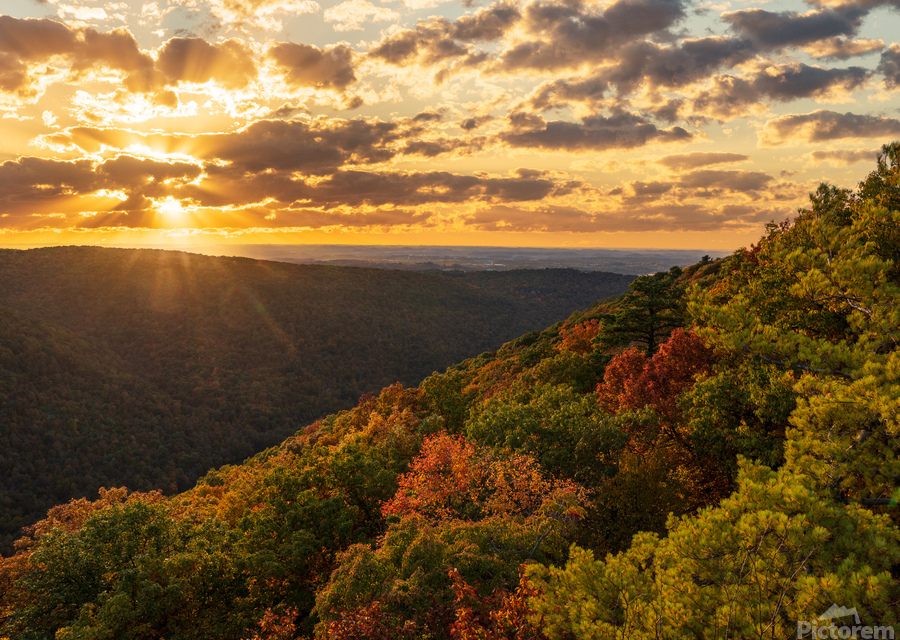Sunset over Morgantown seen from Coopers Rock  Print