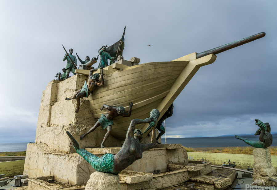 Mariners Monument to Magellan on seafront in Punta Arenas Chile  Print