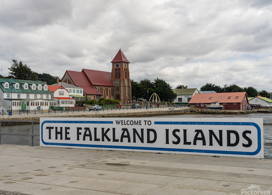 Welcome to Falklands sign in Stanley Falkland Islands  Print