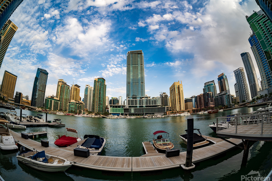 Fisheye view of apartments at Dubai Marina UAE  Print