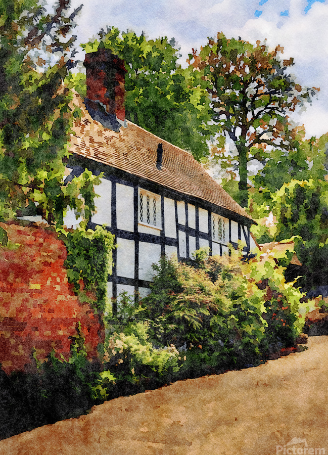 Water color of tudor home in Ellesmere Shropshire  Print